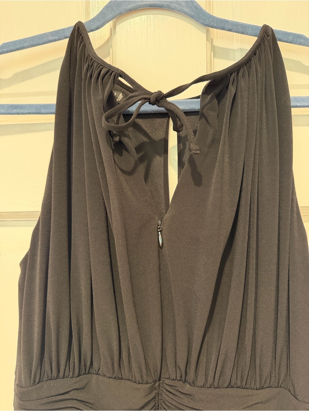 White House Black Market Black Halter Maxi Dress with Ruched Waist - Picture 4 of 8